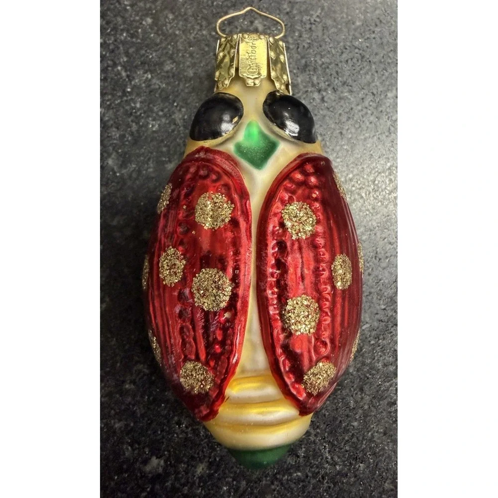 Vintage Christborn Ladybug Glass Christmas Ornament 3